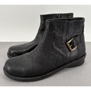 Clarks 68738 Women’s 6.5 M Leather Black Zip Side Ankle Chukka Boots
